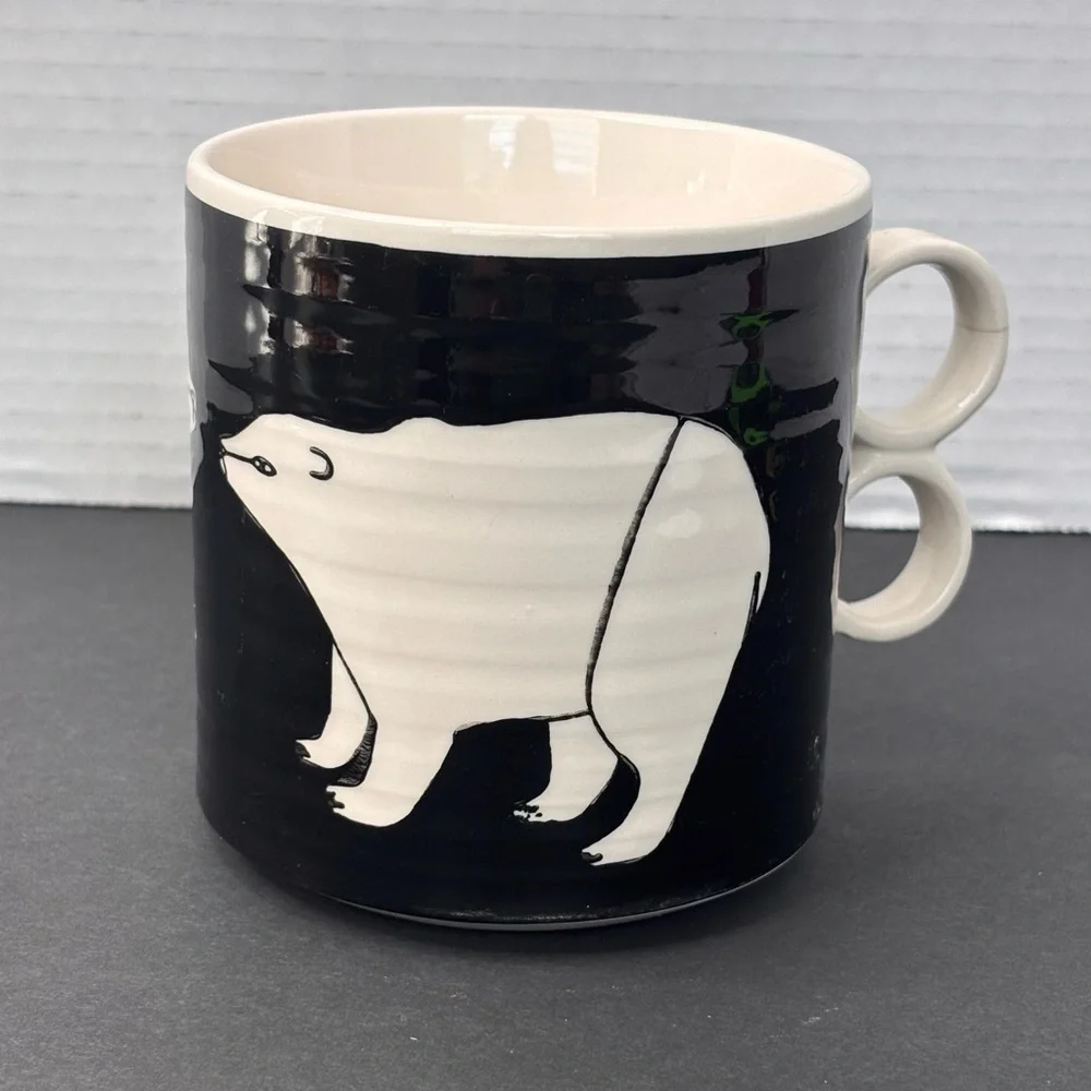 Anthropologie Keep Co Polar Bears Black Mug